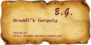Bredák Gergely névjegykártya